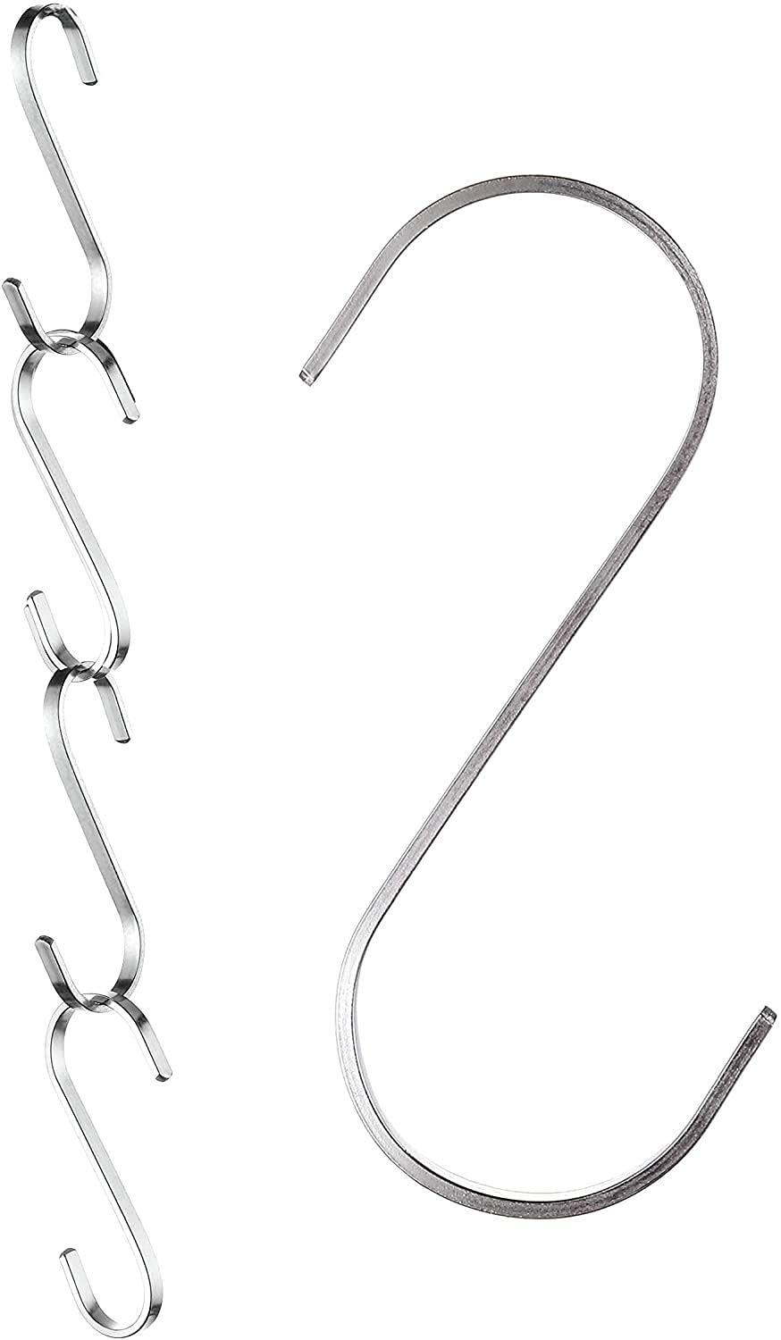 Praknu 12 S Haken Edelstahl Flach - bis 25kg Belastbar - 11cm Groß - Rostfreie S-Haken zum Aufhängen