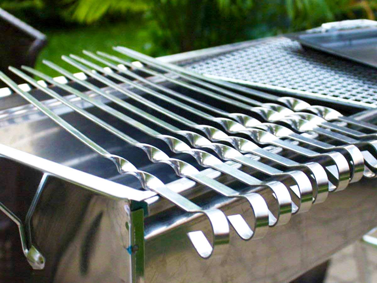Praknu 12 Grillspieße Schaschlikspieße 40cm - Edelstahl Gehärtet - Wiederverwendbar - Pflegeleicht