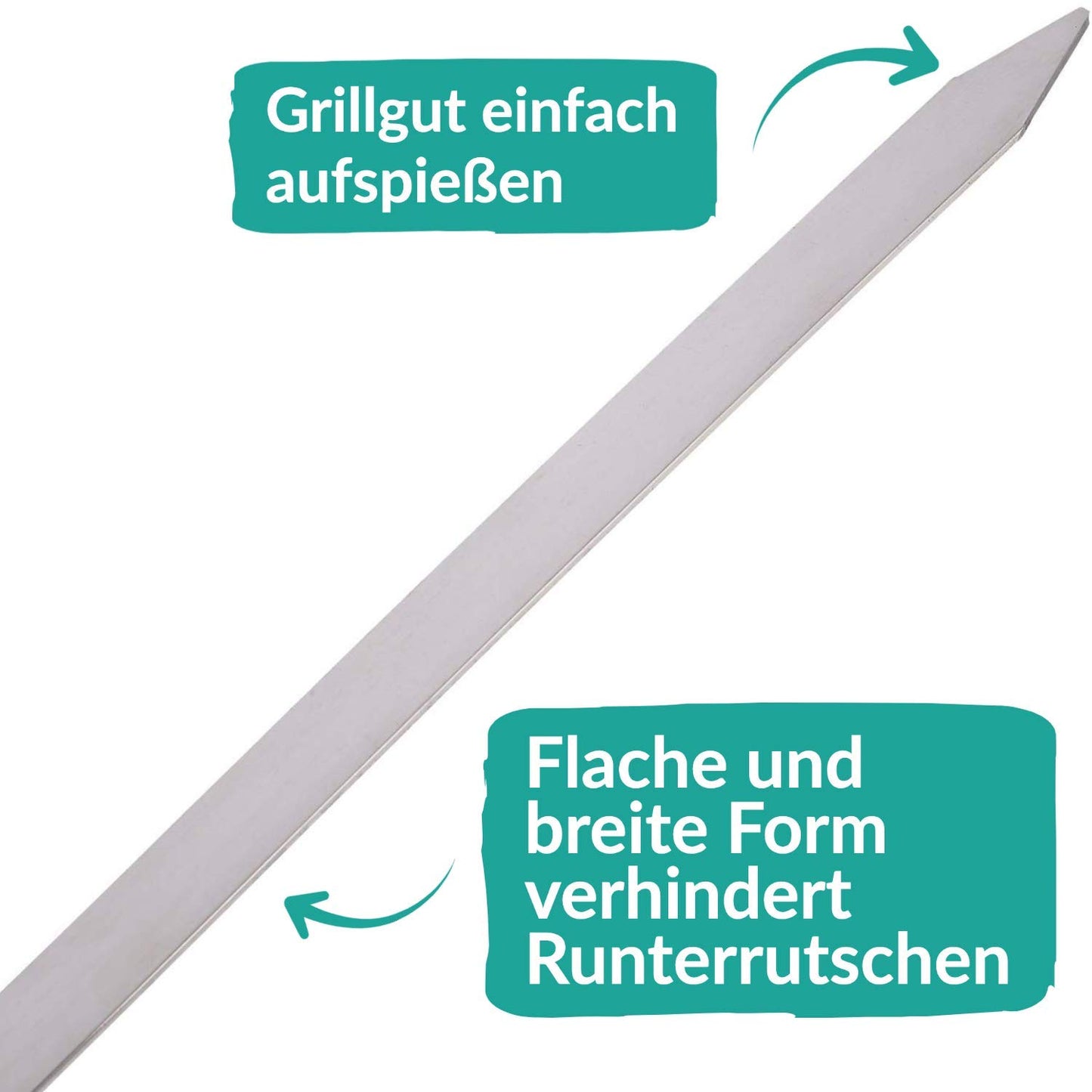 Praknu 12 Grillspieße Schaschlikspieße 40cm - Edelstahl Gehärtet - Wiederverwendbar - Pflegeleicht
