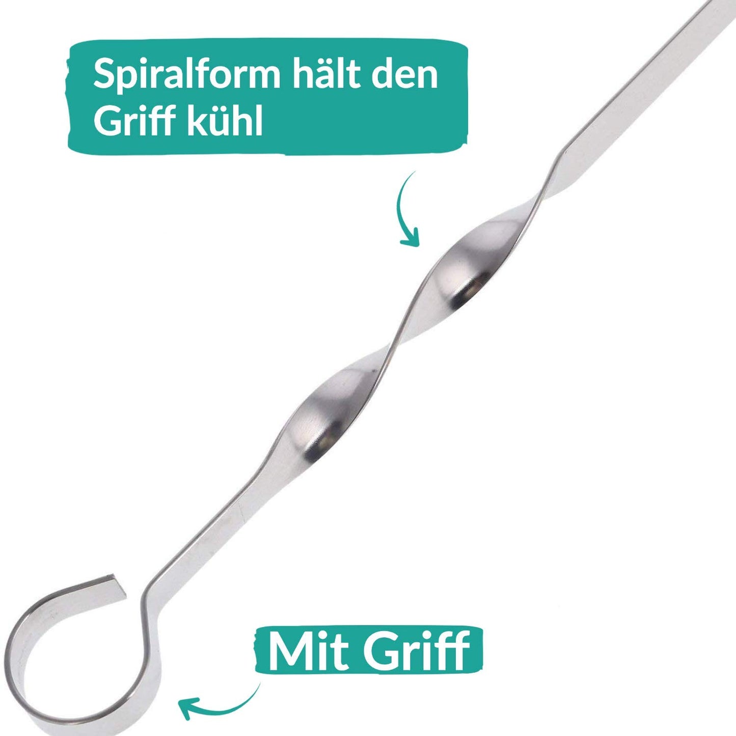 Praknu 12 Grillspieße Schaschlikspieße 40cm - Edelstahl Gehärtet - Wiederverwendbar - Pflegeleicht