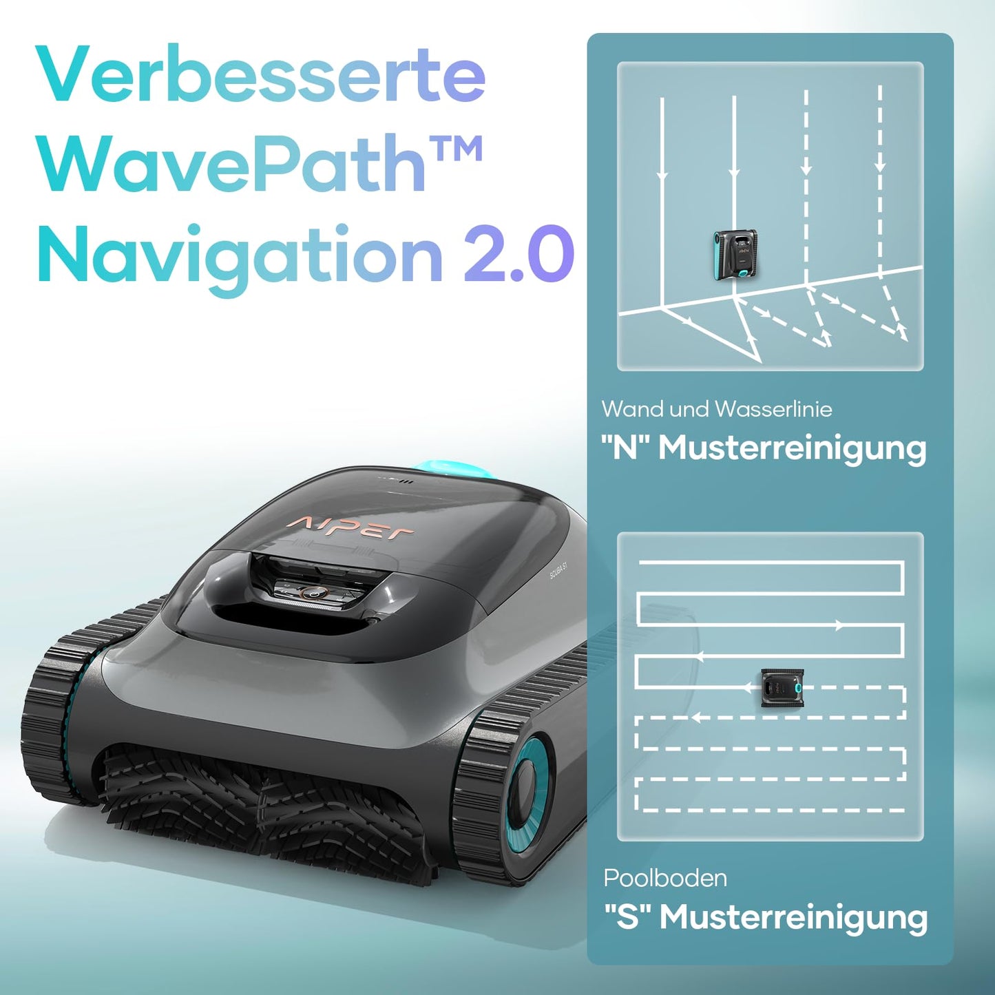 AIPER Scuba S1 (2025 Upgrade) Poolroboter, Akku mit 180 Min Laufzeit, Ultrafeinfilter, Wand- & Wasserlinienreinigung, App & OTA, bis 150 m²