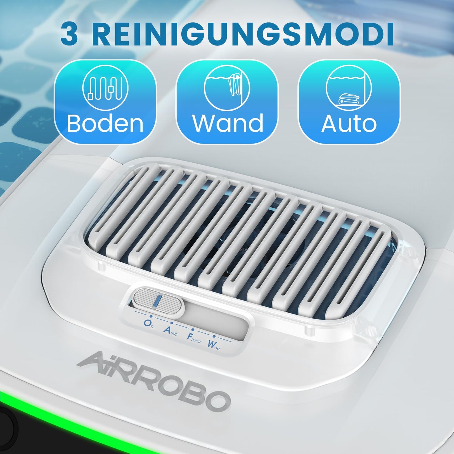 AIRROBO PC10 Poolroboter, kabellos mit Akku, Boden, Wand & Wasserlinie, intelligente Navigation, 120 Min Laufzeit, Wandklettern, für Pools bis 170 m²