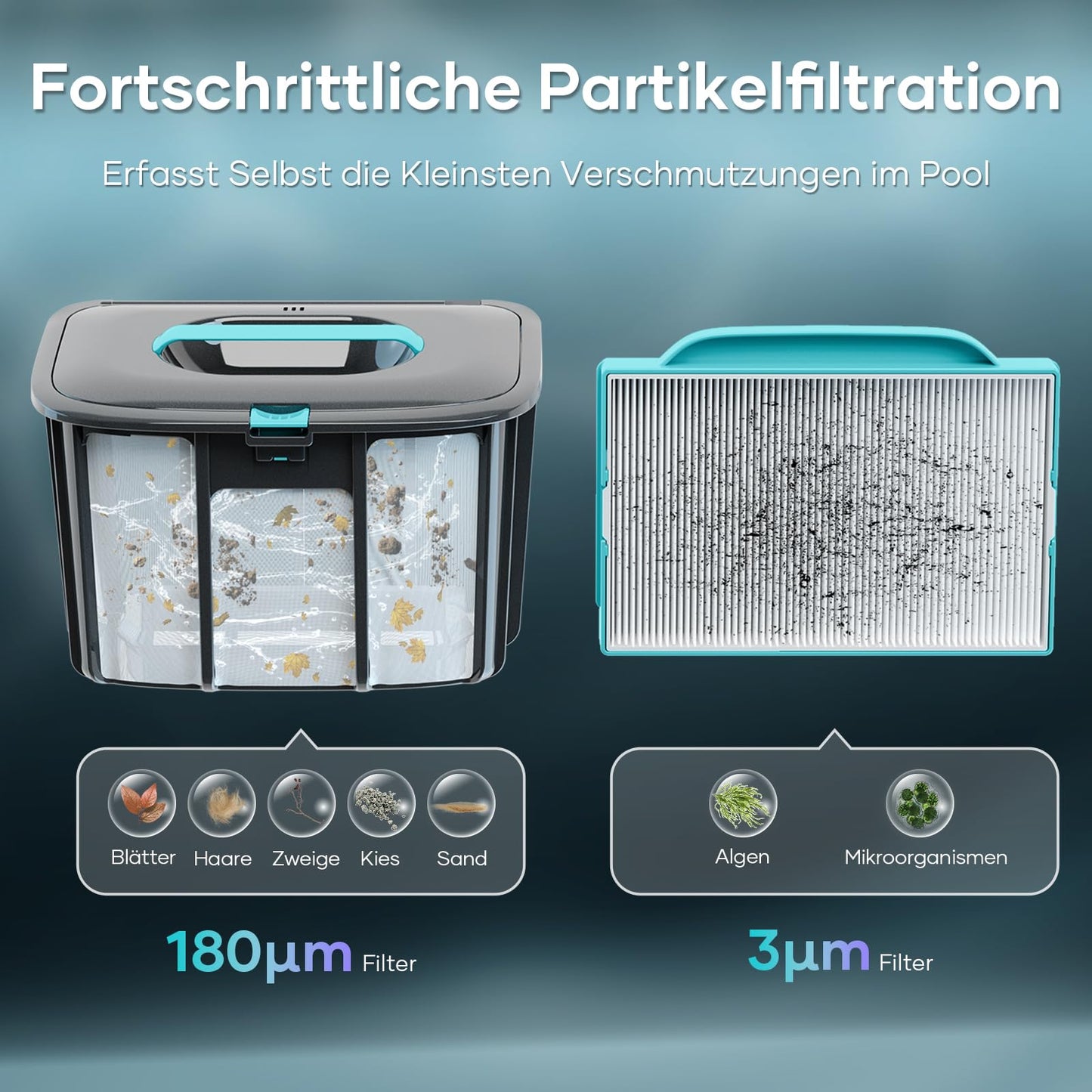 AIPER Kabelloser Poolroboter – 100–130 Min Akku, Auto-Parken, Partikelfilter, für oberirdische Pools bis 100 m²