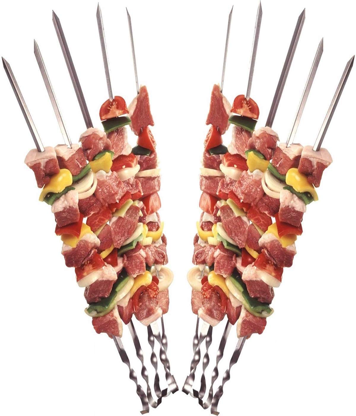 Praknu 12 Grillspieße Schaschlikspieße 40cm - Edelstahl Gehärtet - Wiederverwendbar - Pflegeleicht