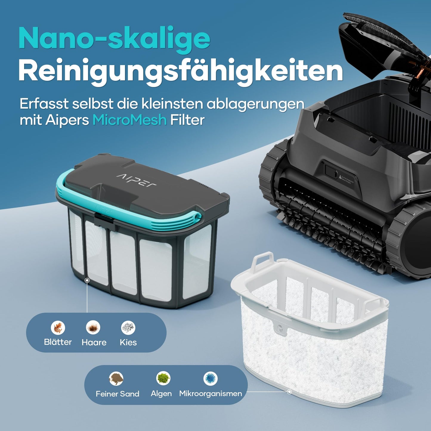 AIPER Scuba X1 Pro Poolroboter – Boden & Wand, 25.200 LPH, 3 Modi, Wasserlinienreinigung, bis 200 m² Pools