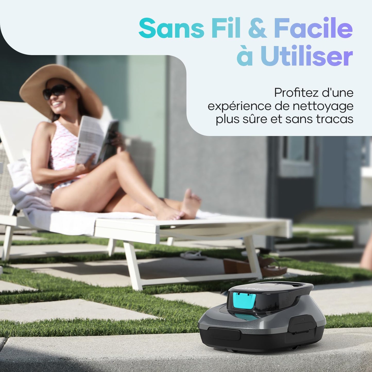 AIPER Kabelloser Poolroboter – Akku 90 Min, Doppelantrieb, Selbstpark, für Flachbodenpools bis 80 m²