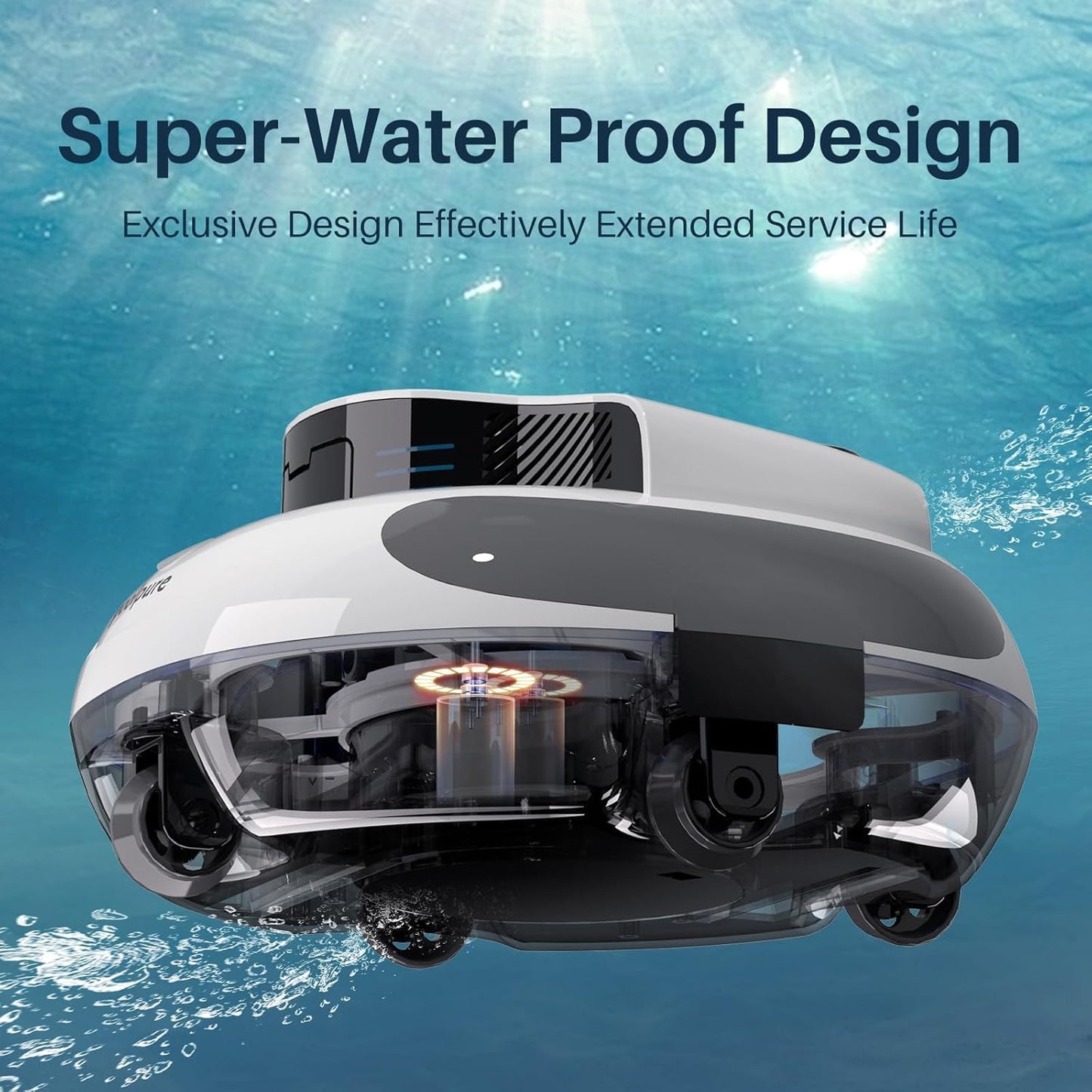 POOLPURE Poolroboter – Kabellos mit 5000 mAh Akku, 120 Min Laufzeit, automatische Parkfunktion, LED-Anzeige, IPX8, für Pools bis 90 m²