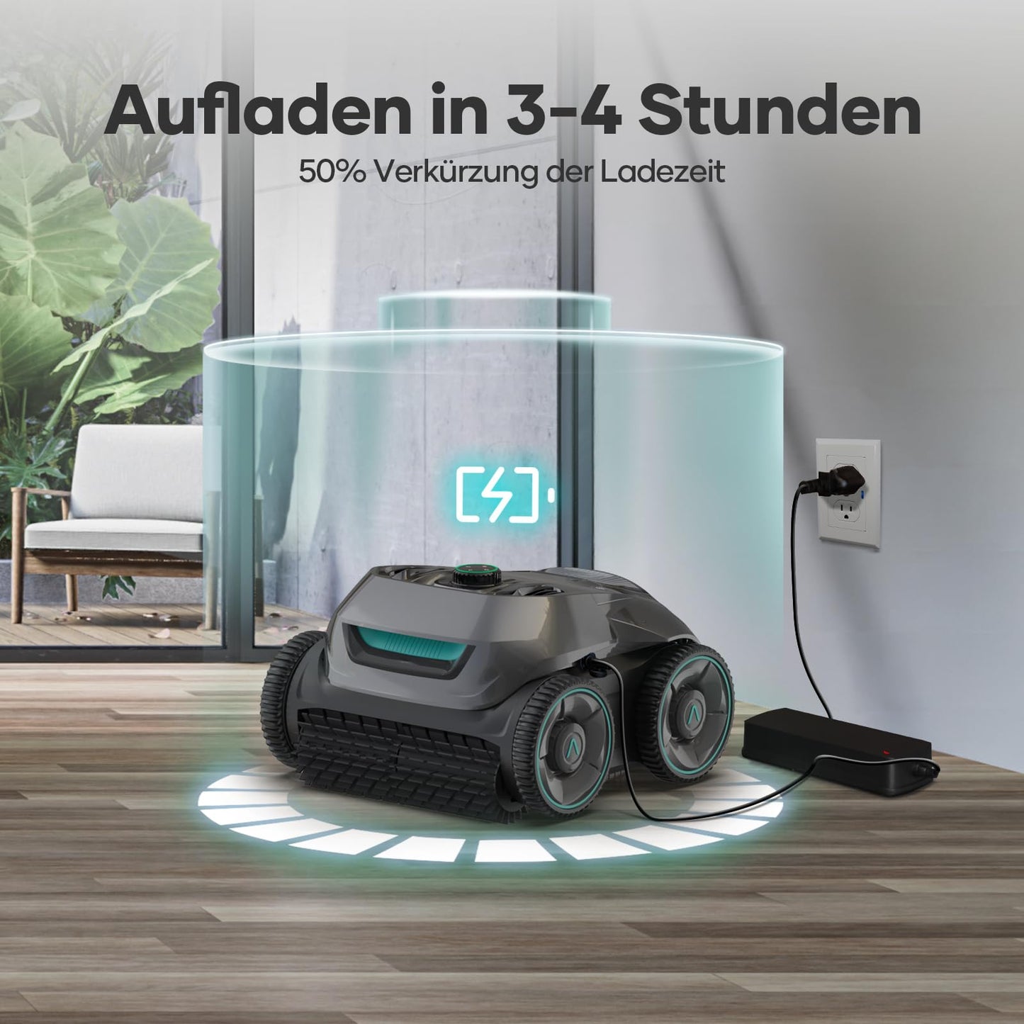 AIPER ZT6002 Poolroboter für Boden & Wand, kabellos mit Akku, Quad-Motor, WavePath-Navigation, 3 Modi, 18500 LPH, bis 150 m²