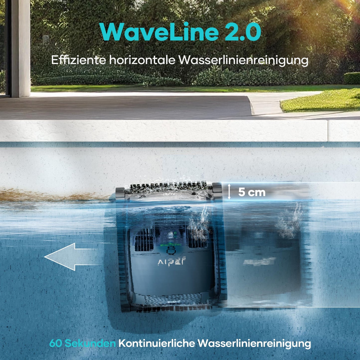 AIPER (Upgrade) Scuba X1 Poolroboter Boden & Wand, 3 μm Ultra-Fein-Doppelfilter, 25200 LPH Saugkraft, Wasserlinienreinigung, für Pools bis 200 m²