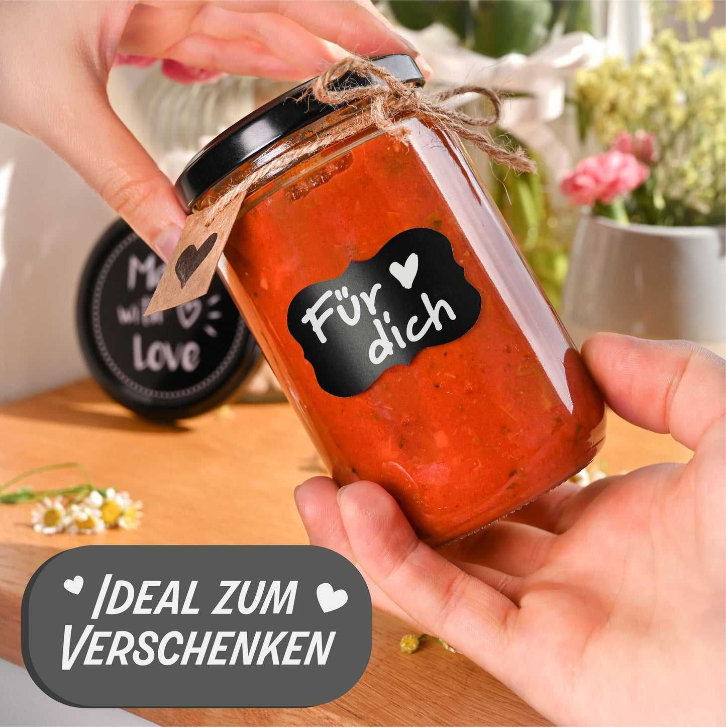 Praknu 12 Einmachgläser mit Deckel 350ml - Mit Etiketten & Stift - Luftdicht - Spülmaschinenfest - Ideal zum Verschenken
