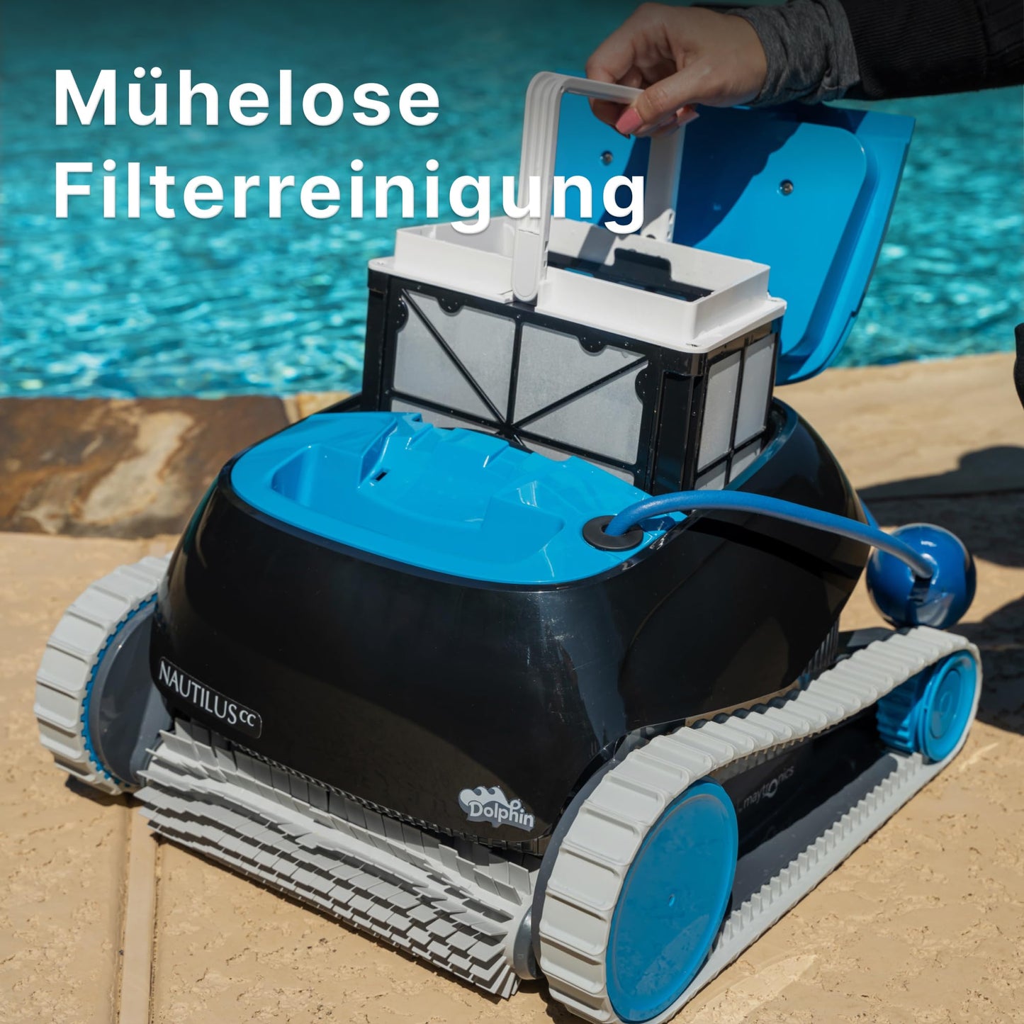 Dolphin Nautilus CC Poolroboter – automatischer Kabelreiniger, Boden & Wand, für eingelassene Pools bis 10 m, energiesparend
