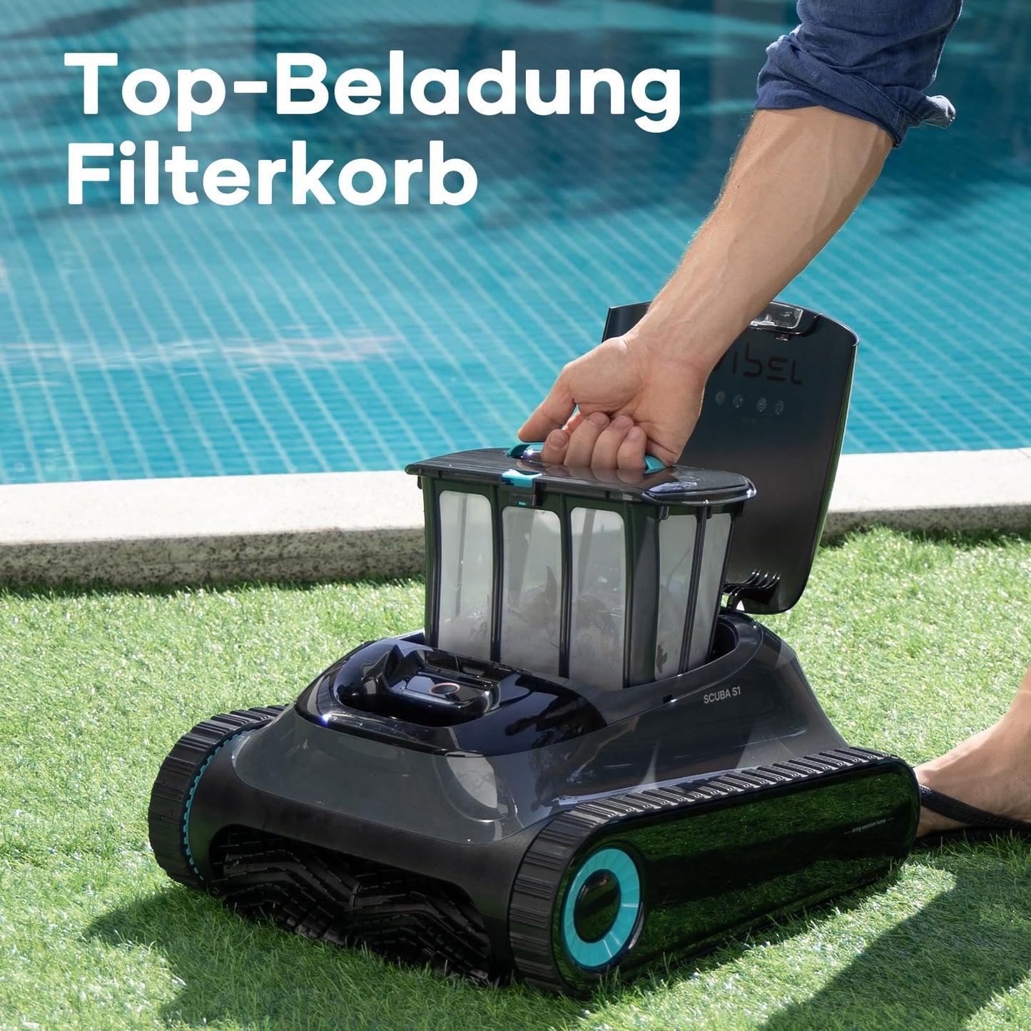 AIPER Poolroboter für Wand, Boden & Wasserlinie, Akku mit 150 Min Laufzeit, 4 Modi, 3,5 L Filterkorb, Navigation 2.0, bis 150 m²