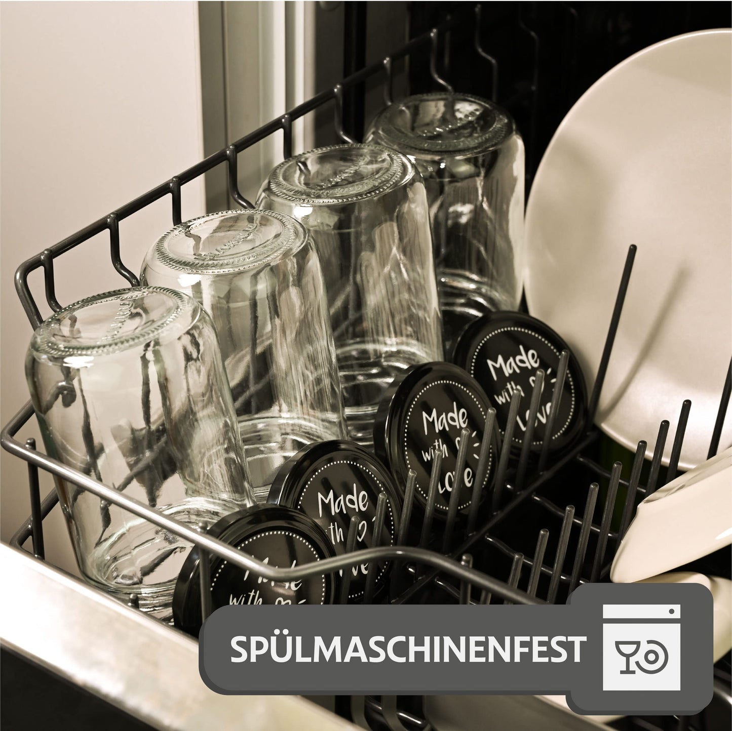 Praknu 12 Einmachgläser mit Deckel 350ml - Mit Etiketten & Stift - Luftdicht - Spülmaschinenfest - Ideal zum Verschenken