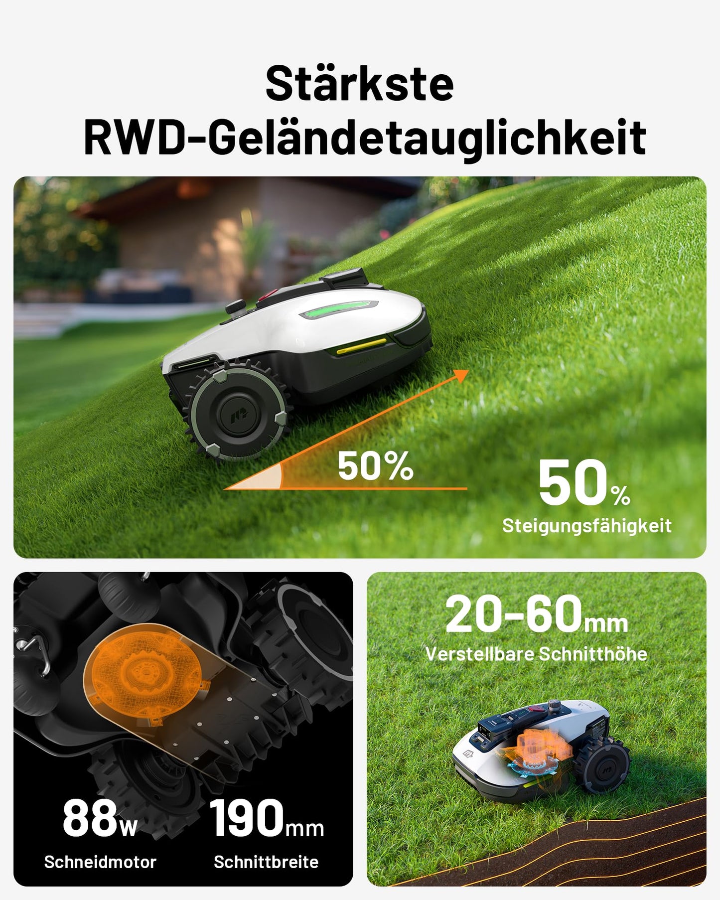 ChatGPT said: MAMMOTION YUKA Mini 500 Mähroboter ohne Begrenzungskabel, 500 m², KI-Hindernisvermeidung, NetRTK+Vision, 4G-App, 50 % Steigung