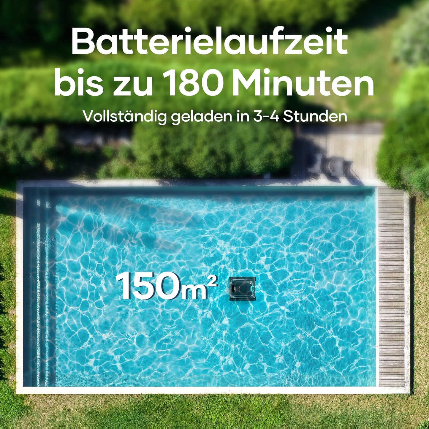 AIPER Scuba S1 (2025 Upgrade) Poolroboter, Akku mit 180 Min Laufzeit, Ultrafeinfilter, Wand- & Wasserlinienreinigung, App & OTA, bis 150 m²