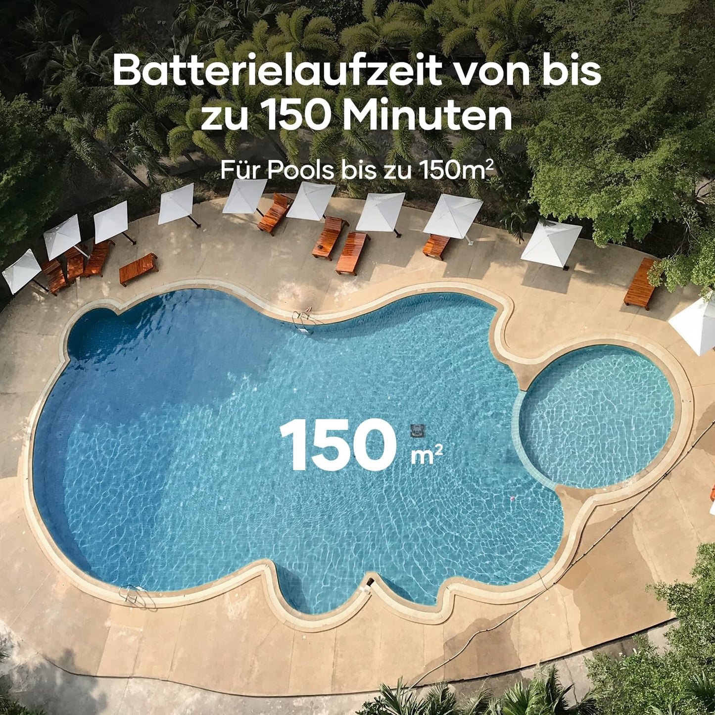 AIPER ZT6002 Poolroboter für Boden & Wand, kabellos mit Akku, Quad-Motor, WavePath-Navigation, 3 Modi, 18500 LPH, bis 150 m²