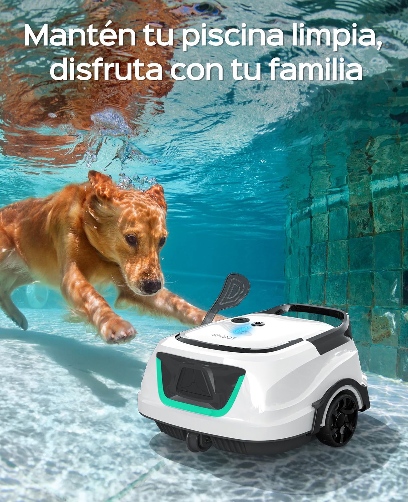 WYBOT A1 Poolroboter (2025 Upgrade), kabellos mit Akku & Doppelfilter, 120 Min Laufzeit, für Aufstellpools bis 100 m² (Perlweiß-Grün)