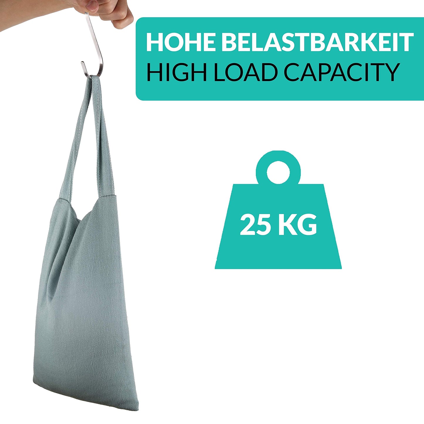 Praknu 12 S Haken Edelstahl Flach - bis 25kg Belastbar - 11cm Groß - Rostfreie S-Haken zum Aufhängen