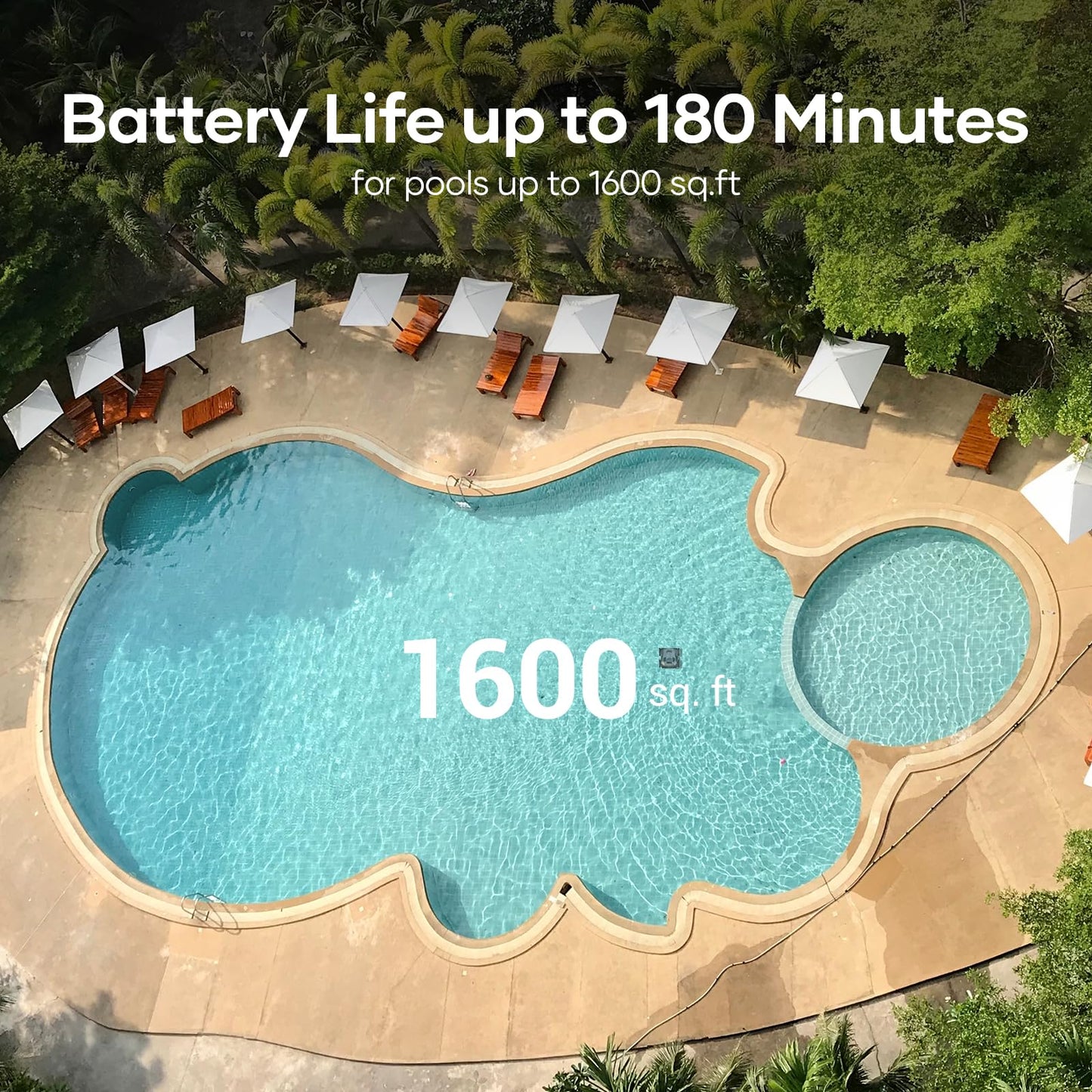 AIPER Poolroboter Akku – Quad-Motor, WavePath Navigation, 3 Modi, 150 Min Laufzeit, kabellos, für Pools bis 150 m² (Generalüberholt)
