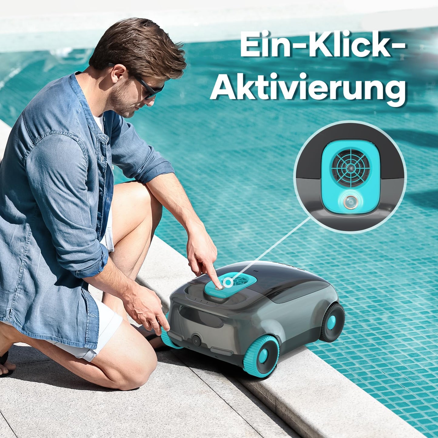 AIPER Kabelloser Poolroboter – 100–130 Min Akku, Auto-Parken, Partikelfilter, für oberirdische Pools bis 100 m²