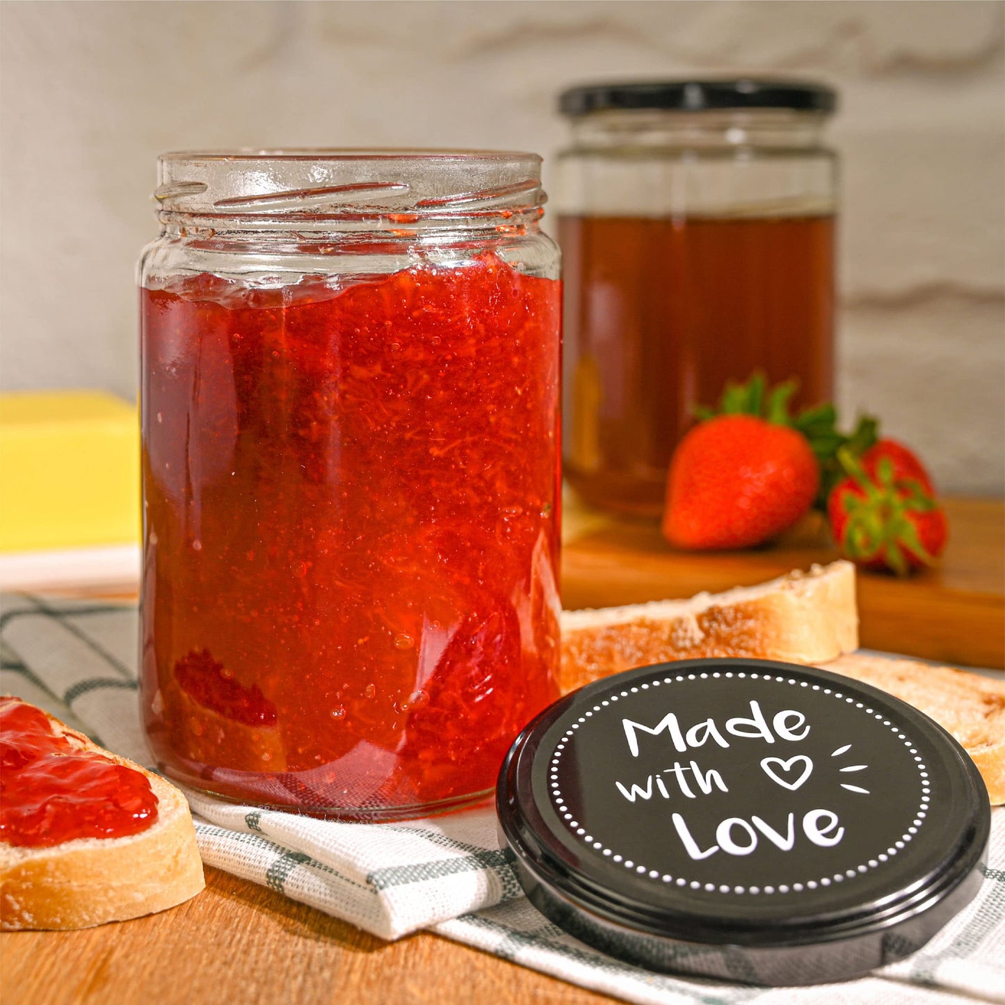 Praknu 12er-Set Einmachgläser mit Schraubdeckel 500 ml - Marmeladengläser mit Schraub-Deckel - Mit Etiketten & Stift - Luftdicht - Spülmaschinenfest