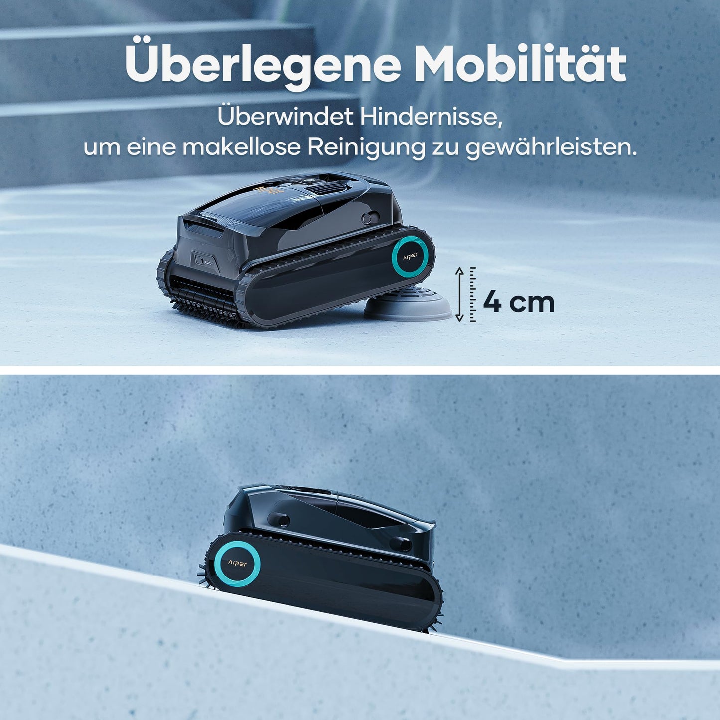 AIPER (Upgrade) Scuba X1 Poolroboter Boden & Wand, 3 μm Ultra-Fein-Doppelfilter, 25200 LPH Saugkraft, Wasserlinienreinigung, für Pools bis 200 m²