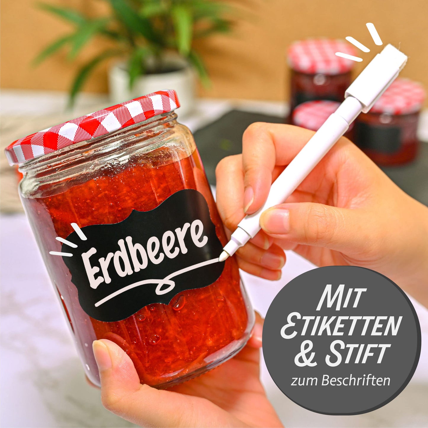 Praknu 12 Einmachgläser 500ml mit Schraubdeckel, Etiketten - Luftdichte Einkochgläser zum Konservieren