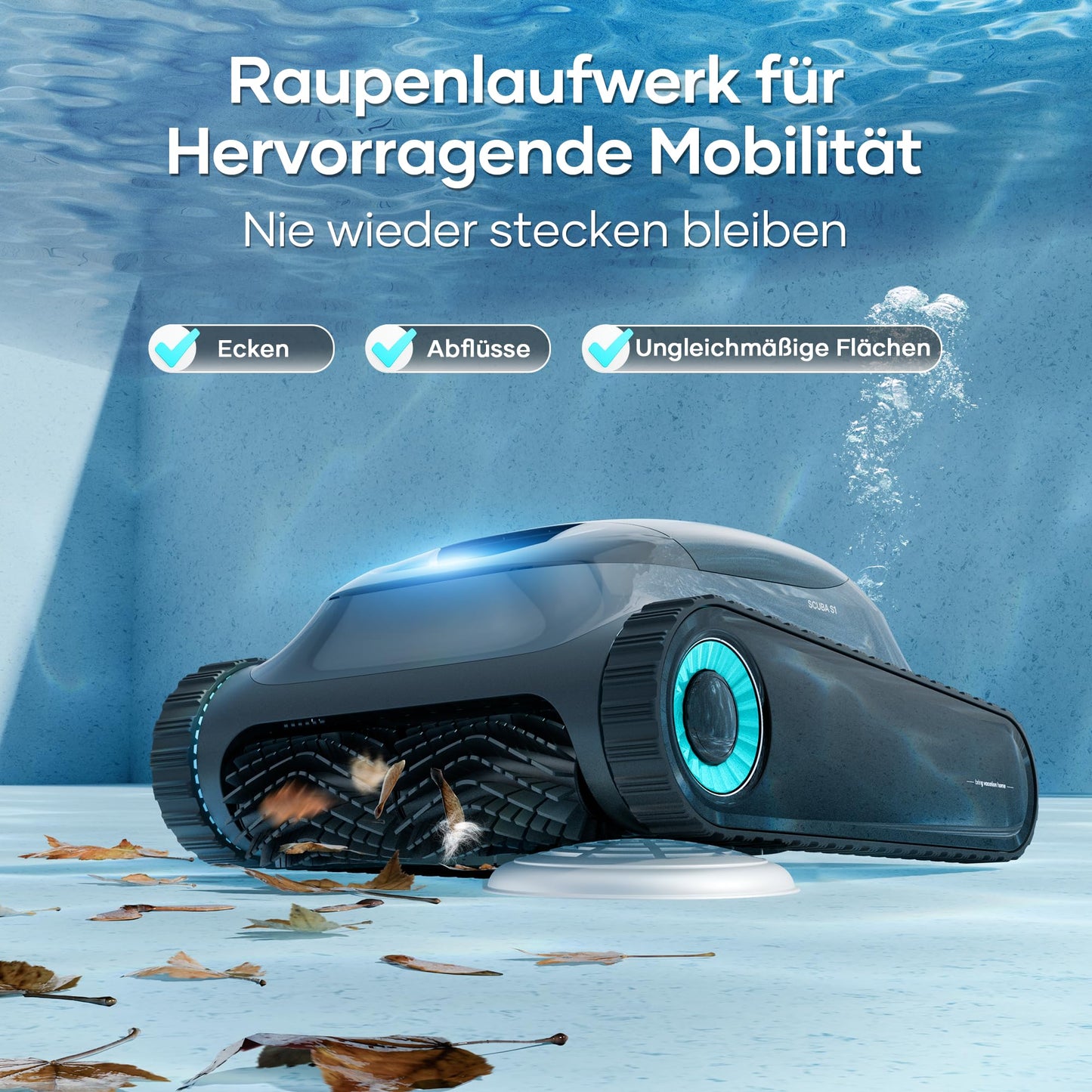 AIPER Scuba S1 Poolroboter – Boden, Wand & Wasserlinie, 180 Min Akku, 3μm Filter, App-Steuerung, für eingelassene Pools