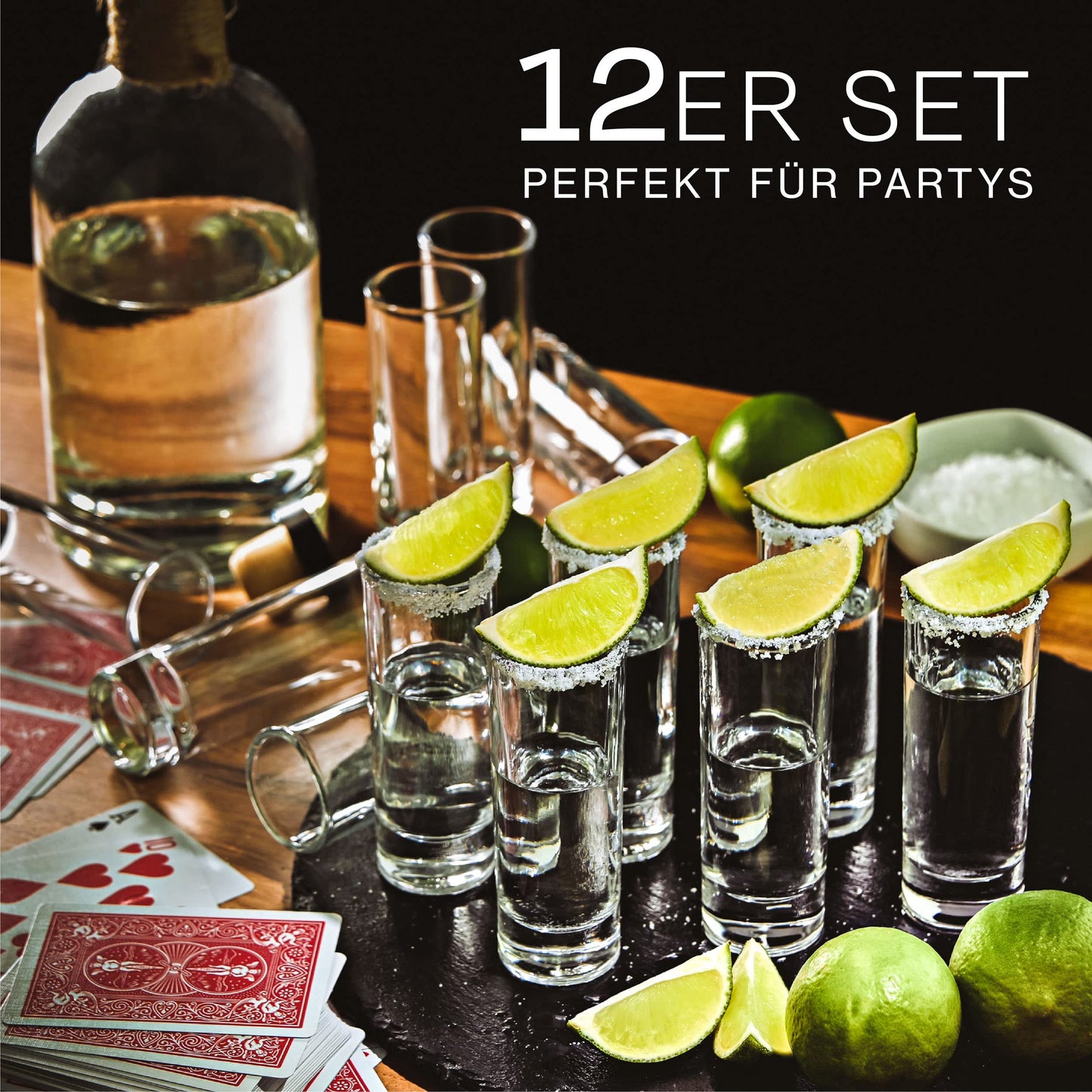 Praknu 12 Schnapsgläser Hoch aus Glas 5cl - Spülmaschinenfest - Standfest dank dickem Boden - Shotgläser für jede Party