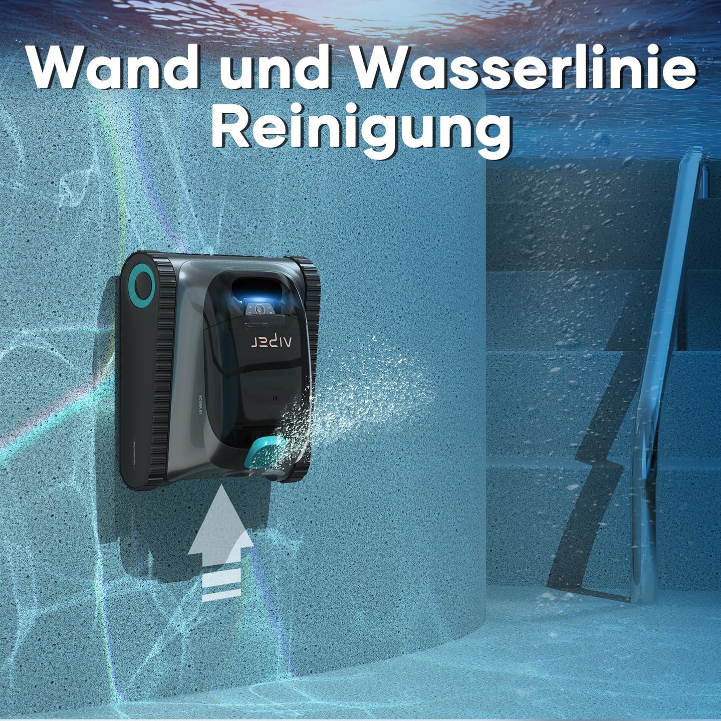 AIPER Poolroboter für Wand, Boden & Wasserlinie, Akku mit 150 Min Laufzeit, 4 Modi, 3,5 L Filterkorb, Navigation 2.0, bis 150 m²
