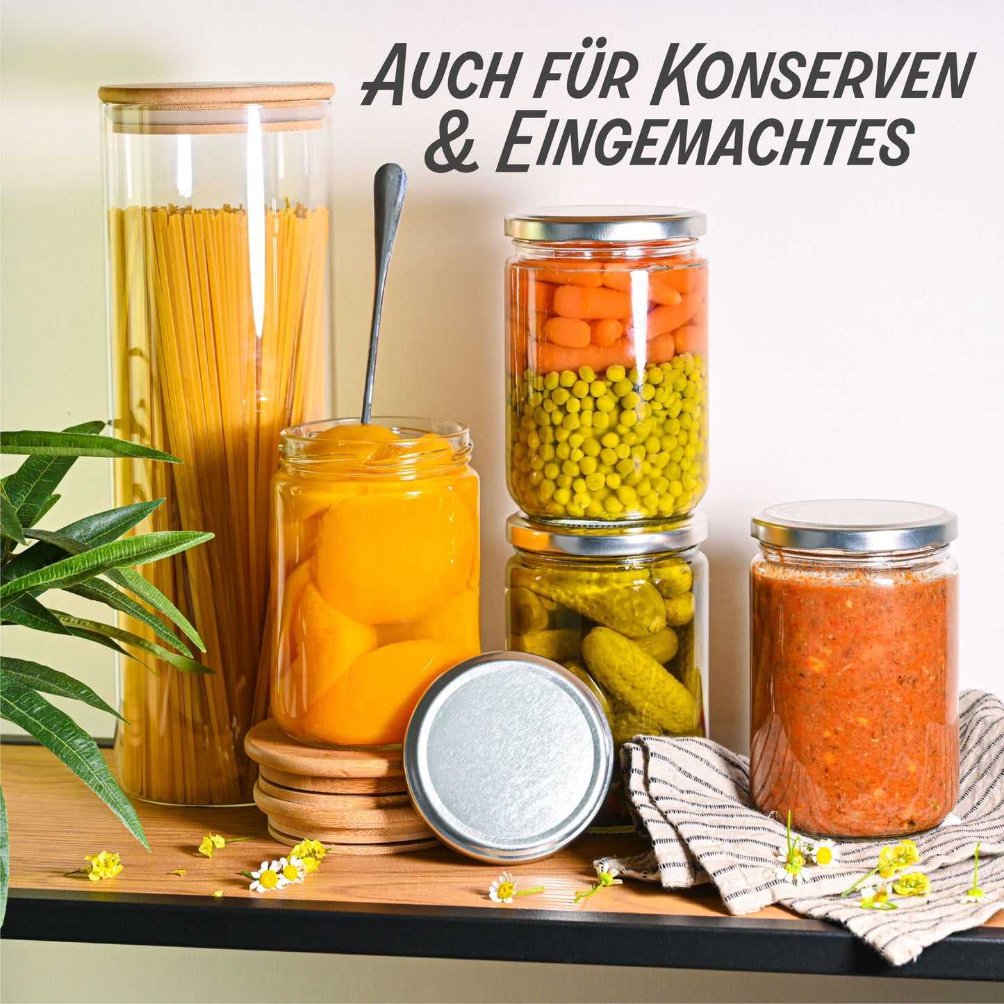 Praknu 12 Einmachgläser 500ml mit Deckel, Etiketten - Luftdichte Twistoff Gläser zum Konservieren