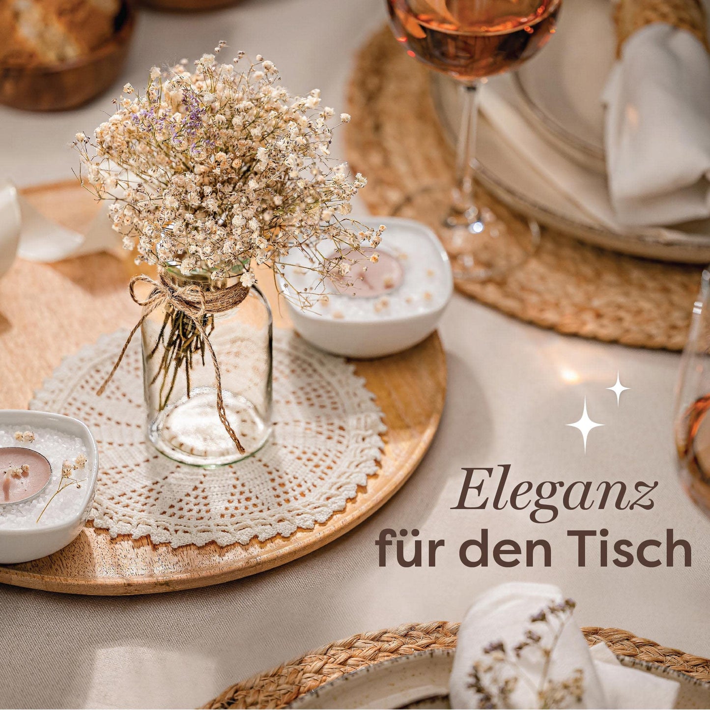 Praknu 12 Mini Glasvasen - 10 cm hoch - Inklusive Juteschnur - Vintage Design - Traumhafte Deko für Hochzeit - Spülmaschinenfest