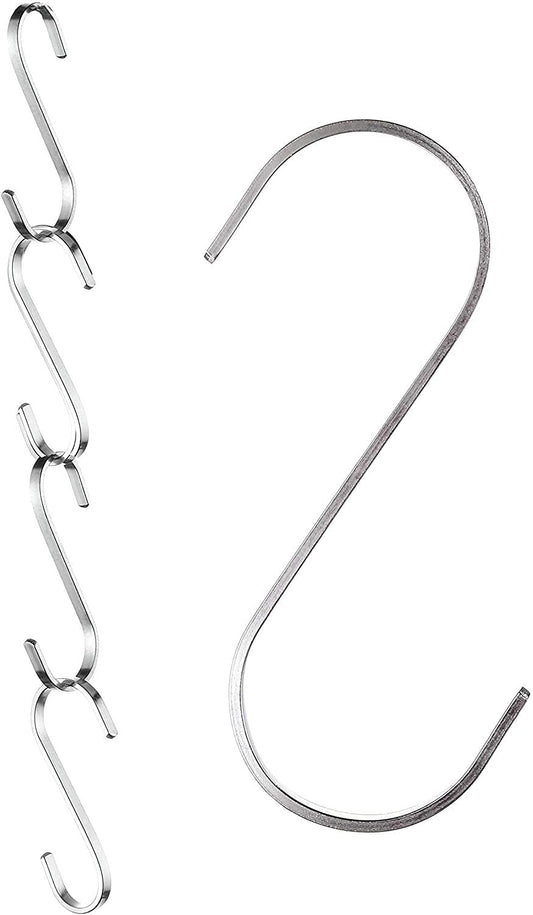 Praknu 12 Kleine S Haken Edelstahl Flach 8cm - bis 25kg Belastbar - Rostfreie S-Haken zum Aufhängen