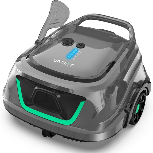WYBOT A1 Poolroboter (2025 Upgrade), kabellos, 120 Min Laufzeit, Akku & Doppelfilter, für Aufstellpools bis 100 m² (Hellgrau-Grün)