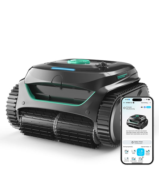 WYBOT C2 Poolroboter Akku, Boden & Wand, 3-Motoren, 180 Min Laufzeit, starke Saugkraft, Doppelfilter, App, für Pools bis 150 m²