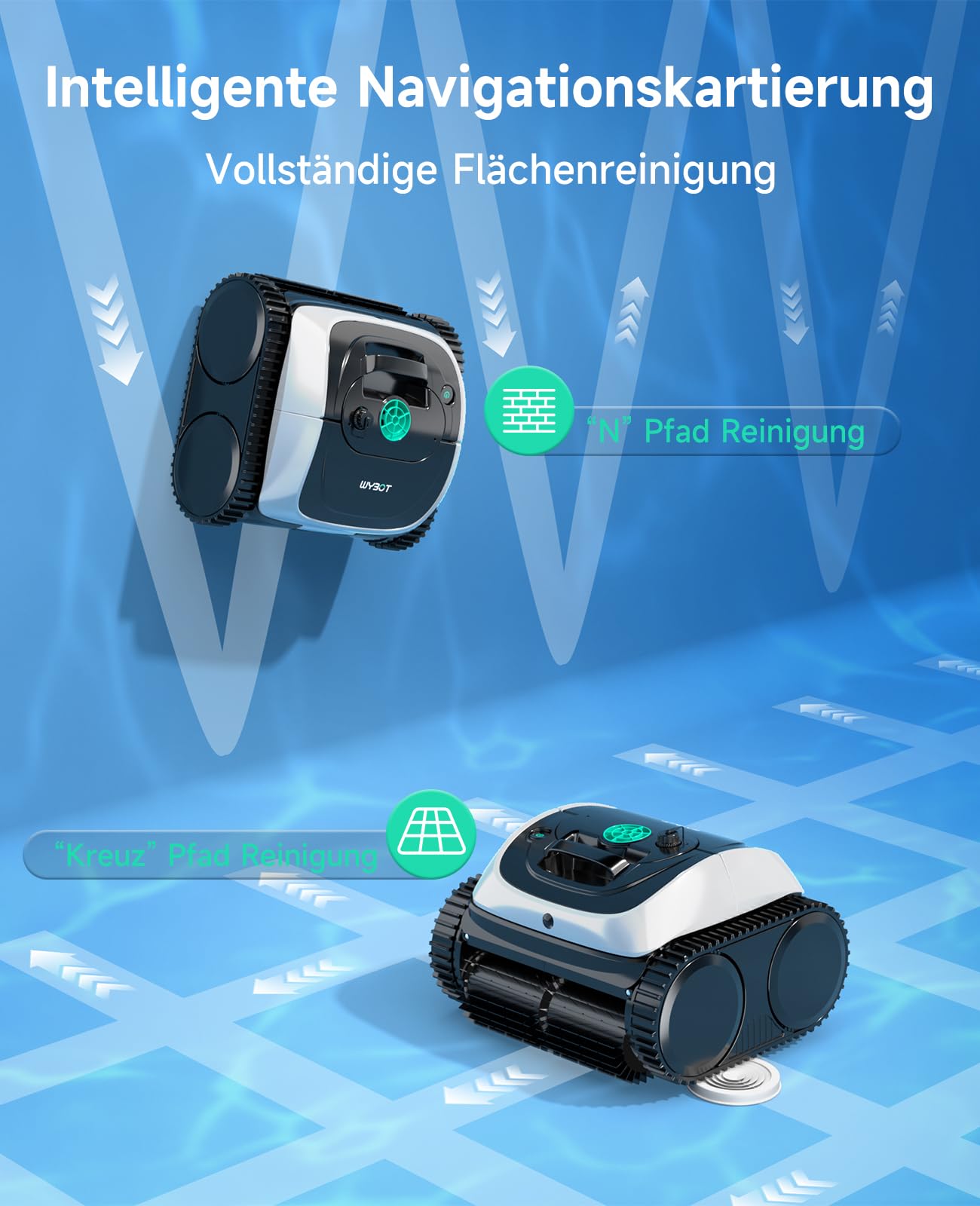 WYBOT C1 Poolroboter mit Akku, 150 Min kabellos, intelligente Routenplanung, Boden-, Wand- & Wasserlinienreinigung, für Pools bis 150 m²