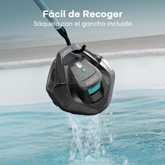 AIPER Poolroboter, kabelloser Akku-Poolsauger mit 90 Min Laufzeit, LED-Anzeige, Auto-Parken, für flache Aufstell- & Einbaupools bis 80 m²