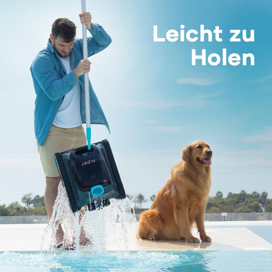 AIPER Poolroboter für Wand, Boden & Wasserlinie, Akku mit 150 Min Laufzeit, 4 Modi, 3,5 L Filterkorb, Navigation 2.0, bis 150 m²