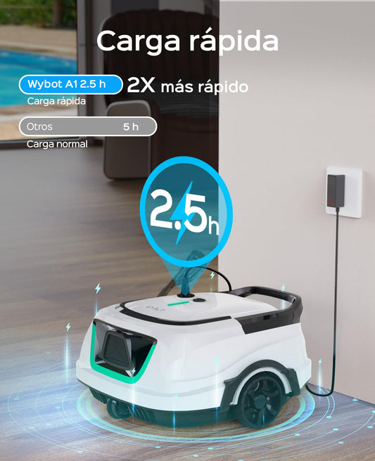 WYBOT A1 Poolroboter (2025 Upgrade), kabellos mit Akku & Doppelfilter, 120 Min Laufzeit, für Aufstellpools bis 100 m² (Perlweiß-Grün)