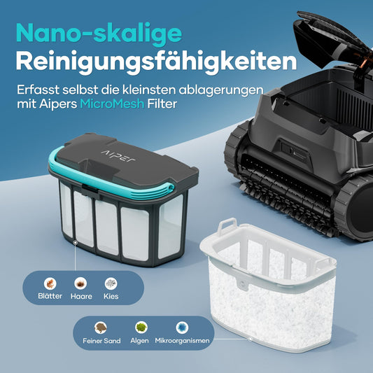 AIPER Scuba X1 Pro Poolroboter – Boden & Wand, 25.200 LPH, 3 Modi, Wasserlinienreinigung, bis 200 m² Pools