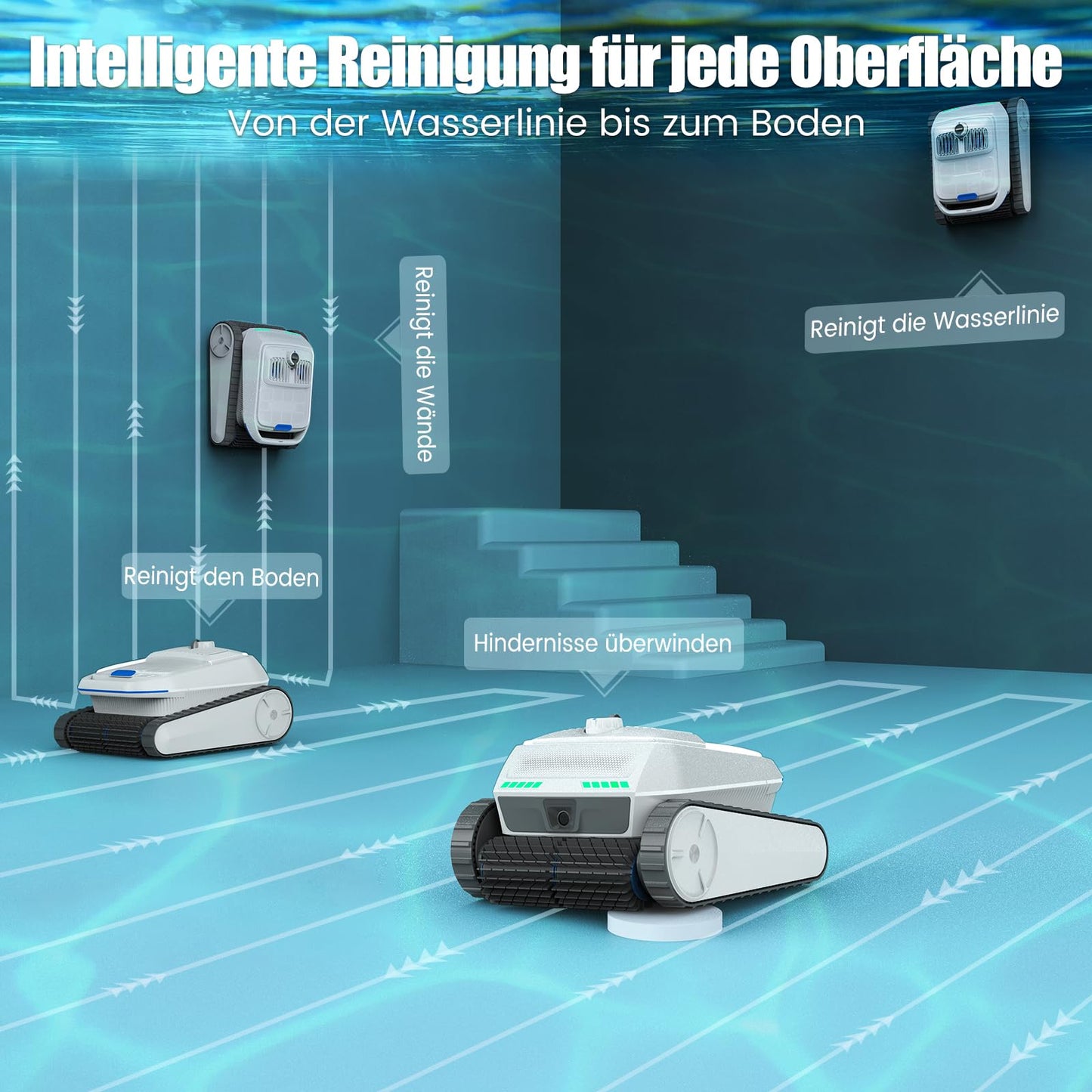 AIRROBO PC200 Lite Poolroboter – Kabellos, Boden/Wand/Wasserlinie, Ultraschall, 150 Min Laufzeit, bis 300 m²