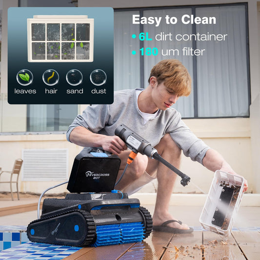 EVERCROSS BOT U8 Poolroboter – kabellos mit Akku, Boden-, Wand- & Wasserlinienreinigung, 120 Min Laufzeit, für Pools bis 200 m²
