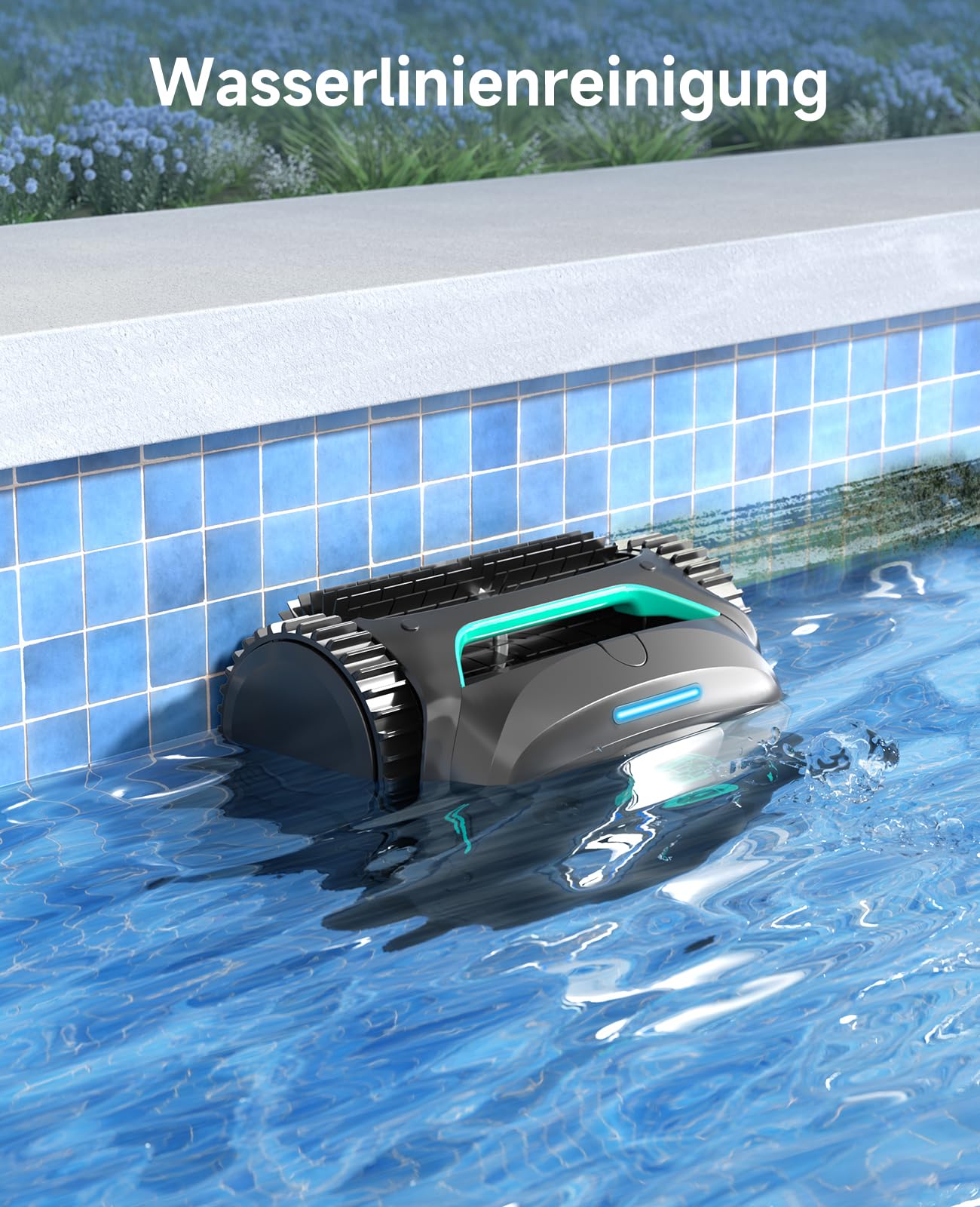 WYBOT C2 Poolroboter Akku, Boden & Wand, 3-Motoren, 180 Min Laufzeit, starke Saugkraft, Doppelfilter, App, für Pools bis 150 m²