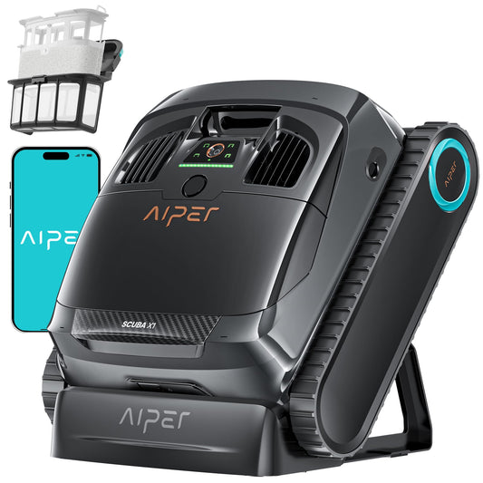 AIPER (Upgrade) Scuba X1 Poolroboter Boden & Wand, 3 μm Ultra-Fein-Doppelfilter, 25200 LPH Saugkraft, Wasserlinienreinigung, für Pools bis 200 m²