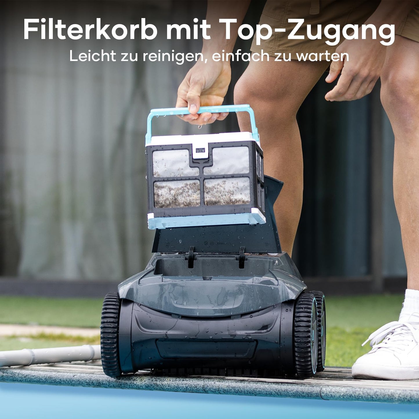AIPER Akku-Poolroboter, 150 Min Laufzeit, Quad-Motor, WavePath, 3 Modi, 18500 L/h, kabellos, ideal für Pools bis 150 m²