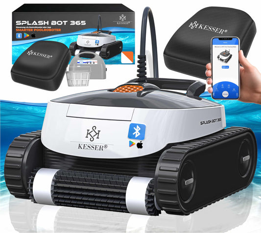 KESSER® Poolroboter – vollautomatisch mit App, Boden & Wand, bis 100 m², inkl. Abdeckung & Klettermechanismus