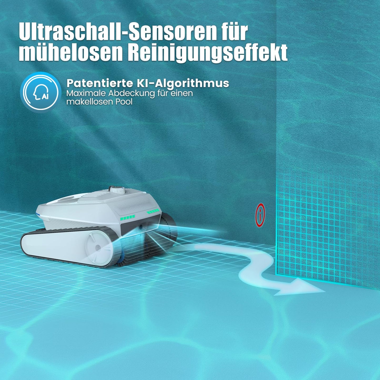 AIRROBO PC200 Lite Poolroboter – Kabellos, Boden/Wand/Wasserlinie, Ultraschall, 150 Min Laufzeit, bis 300 m²