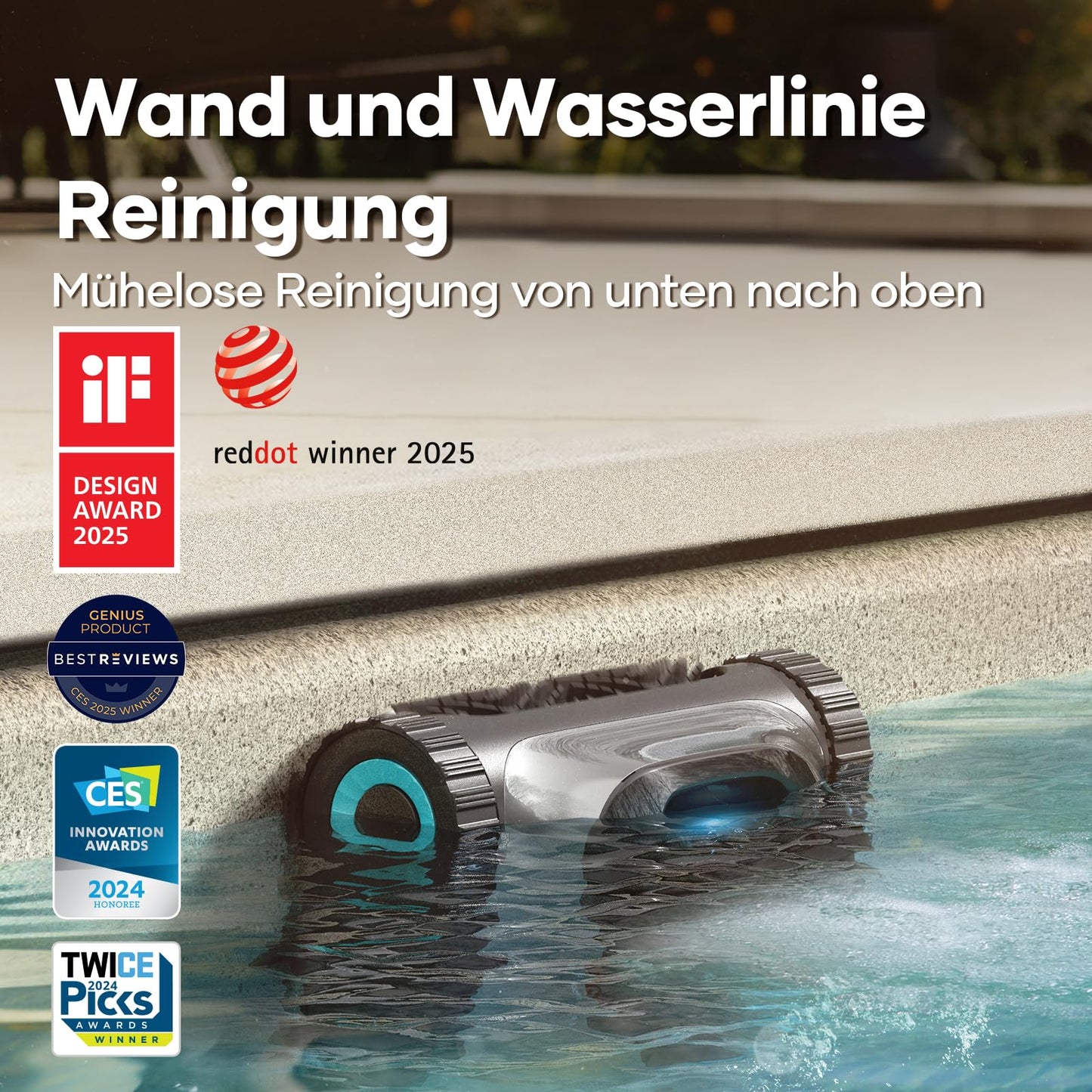 AIPER Scuba S1 Poolroboter Boden & Wand, kabellos mit Wandklettern, intelligente Navigation 2.0, 150 Min Laufzeit, für eingelassene Pools bis 150 m²