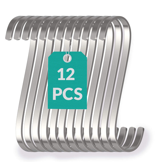 Praknu 12 Kleine S Haken Edelstahl Flach 8cm - bis 25kg Belastbar - Rostfreie S-Haken zum Aufhängen