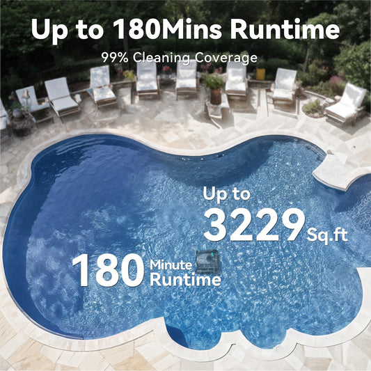 Pondee X5 Poolroboter Boden & Wand, kabellos mit Wandklettern, 180 Min Laufzeit, Smart Docking, für Pools bis 300 m²